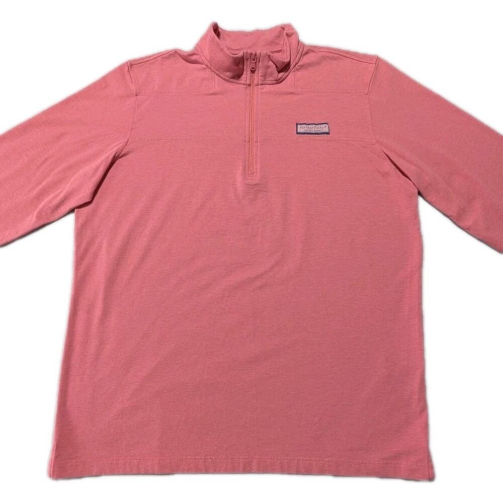 Vineyard Vines Edgartown 1/4 Zip Pullover Men's Size L Coral Pima Cotton Blend - Picture 3 of 11